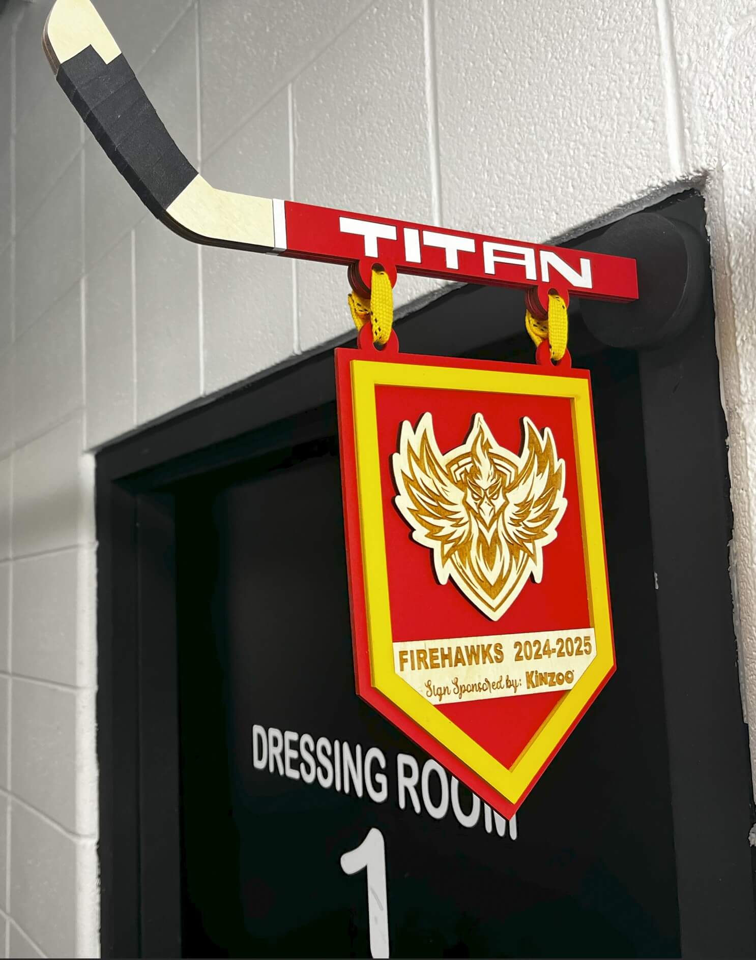 Firehawks Wooden Magnetic Hockey Banner
