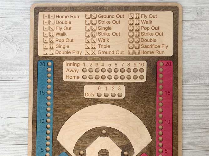 Baseball Dice Game Wooden Board Game