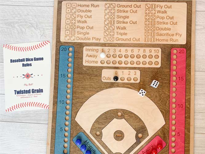 Baseball Dice Game Wooden Board Game