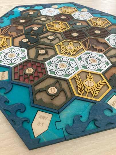 Wooden Settlers of Catan Board Game