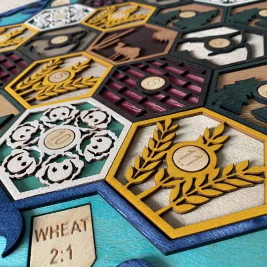 Laser Cut Wooden Settlers of Catan Board Game (Game Board Only)