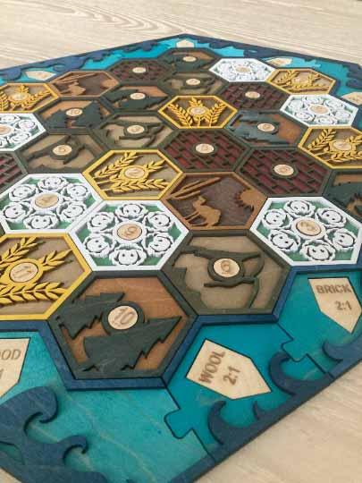 Laser Cut Wooden Settlers of Catan Board Game (Game Board Only)