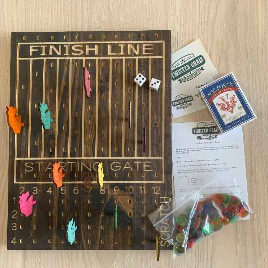Wooden Horse Race Board Game with Laser Cut Horses and rules
