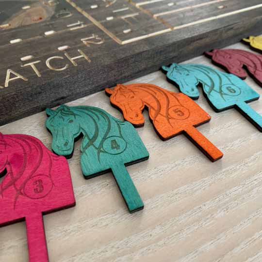 Wooden Horse Race Board Game with Laser Cut Horses