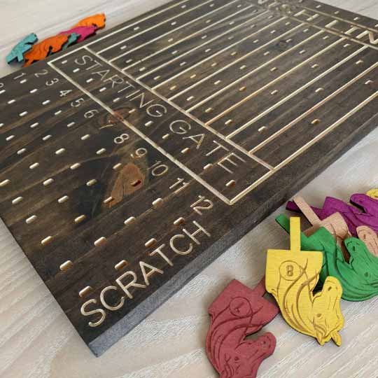 Wooden Horse Race Board Game with Laser Cut Horses