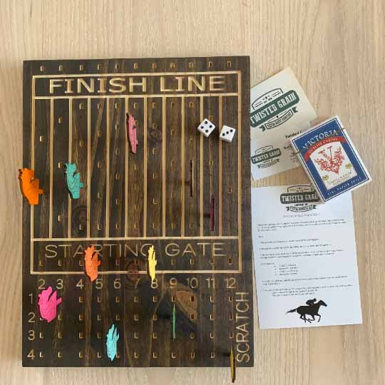 Wooden Horse Race Board Game with Laser Cut Horses