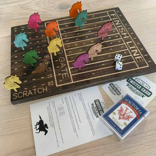 Wooden Horse Race Board Game with Laser Cut Horses