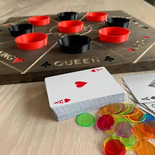 Wooden Rummoli Board Game with removable cups
