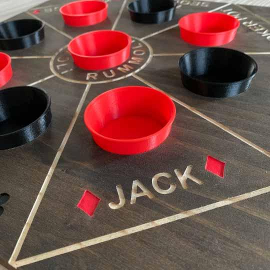 Wooden Rummoli Board Game with removable cups
