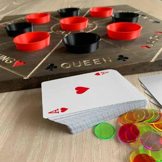 Wooden Rummoli Board Game with removable cups
