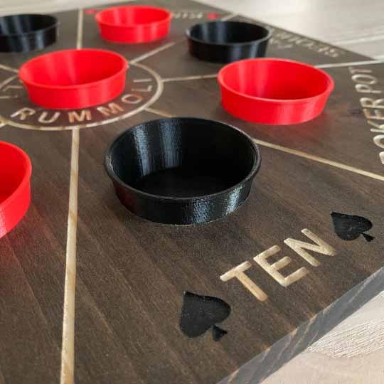 Wooden Rummoli Board Game with removable cupsWooden Rummoli Board Game with removable cups