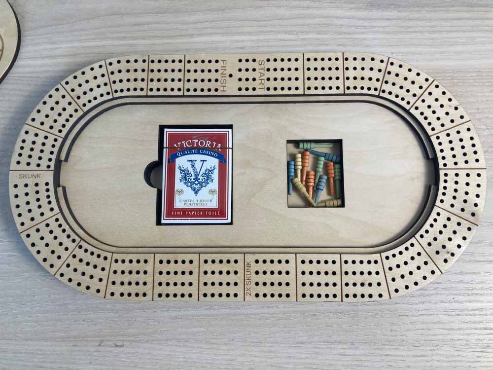 4 player Hockey Rink Crib Board with Logo - Laser engraved and cut