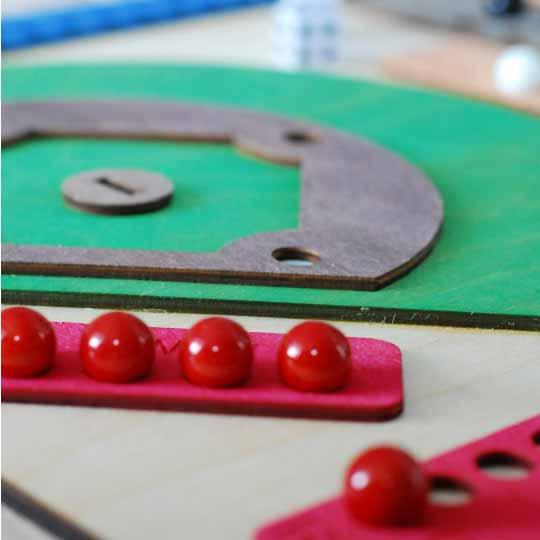 Laser Wooden Baseball Dice Game with Marbles