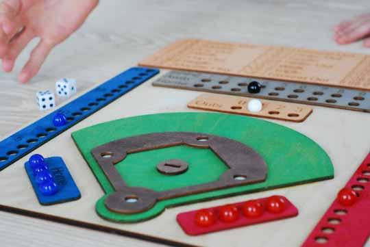 Laser Wooden Baseball Dice Game with Marbles