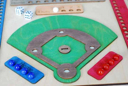Laser Wooden Baseball Dice Game with Marbles