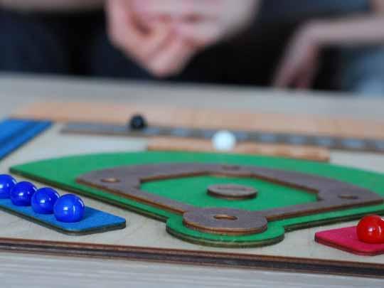Laser Wooden Baseball Dice Game with Marbles