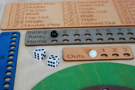 Laser Wooden Baseball Dice Game with Marbles
