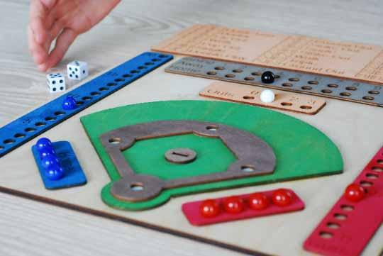 Laser Wooden Baseball Dice Game with Marbles