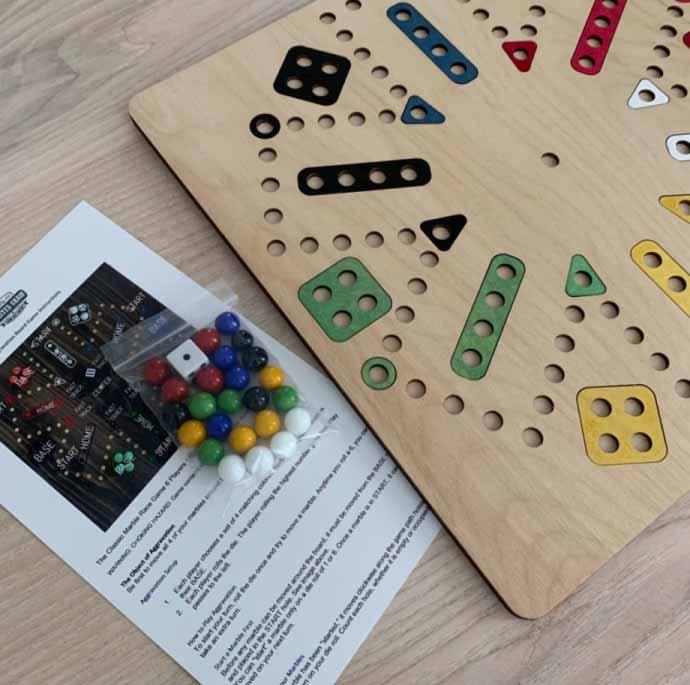 Laser Cut Aggravation | 6 players | Wooden Dice and Marble Board Game | Trouble | Sorry