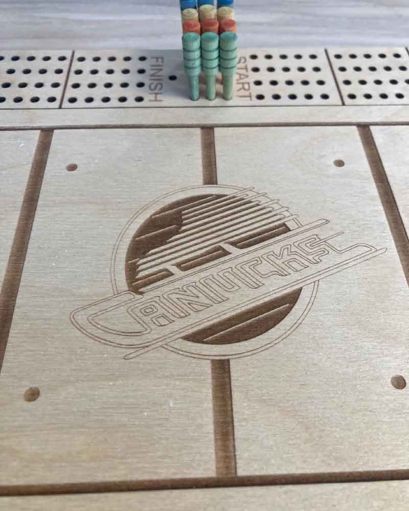 4 player Hockey Rink Crib Board with Logo - Laser engraved and cut